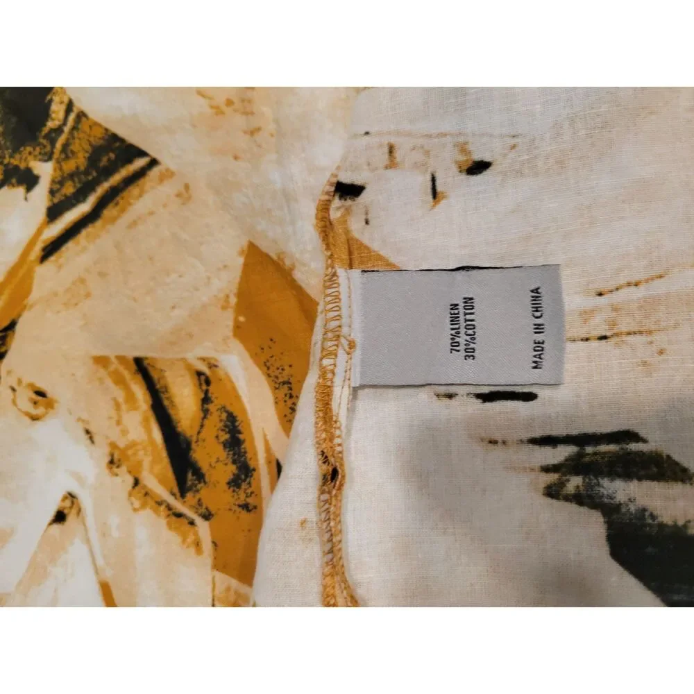 Stacy Adams Shirt Mens 3X Short Sleeve Abstract Print Linen‎ Cotton Mustard - Picture 4 of 7